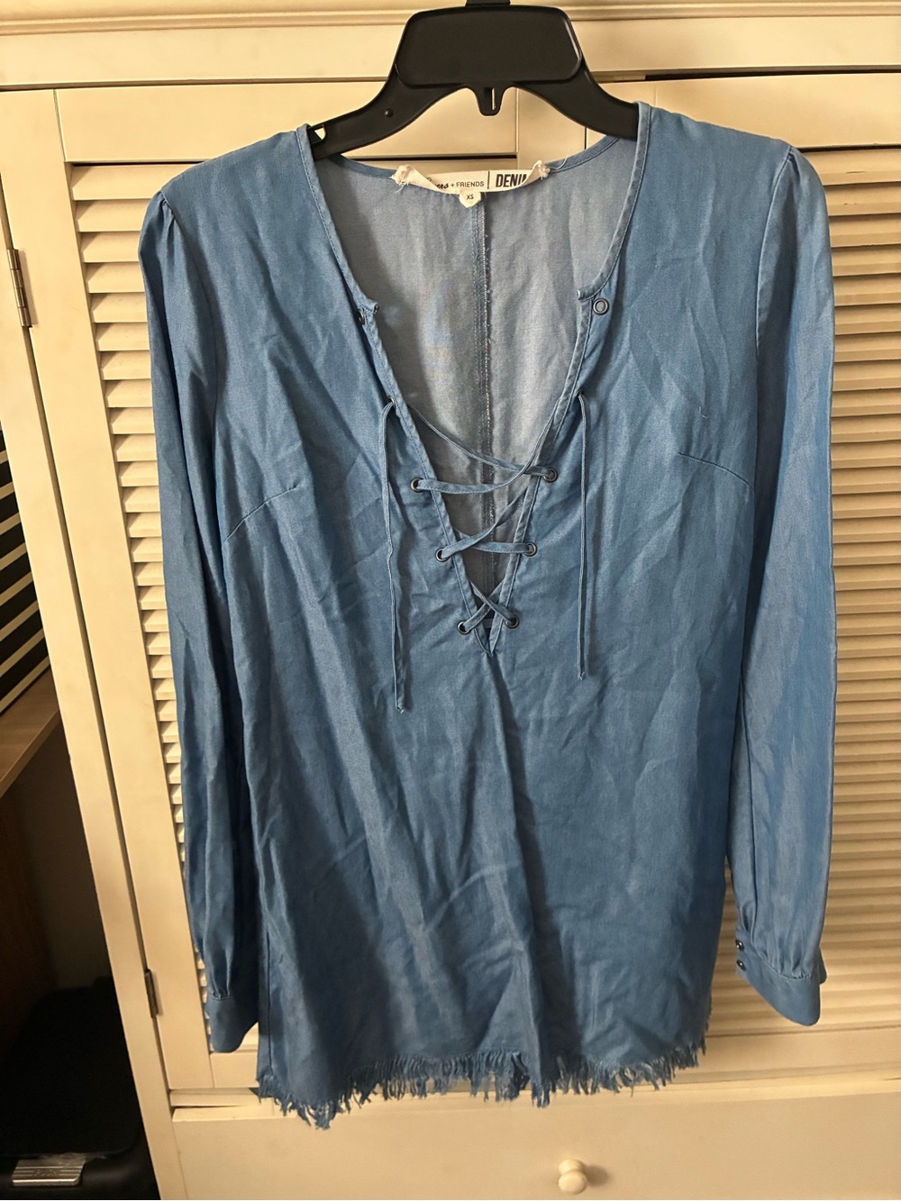 Lovers + Friends Chambray Long Sleeve Mini Dress